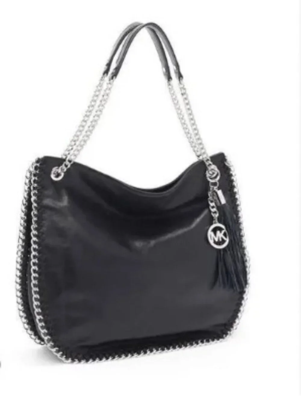 *NWT Michael Kors Whipped Chelsea Black Pebbled Leather Chain Shoulder Bag
